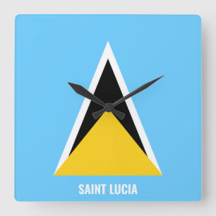 Saint Lucia Flag Dazzling Patriotic Square Wall Clock