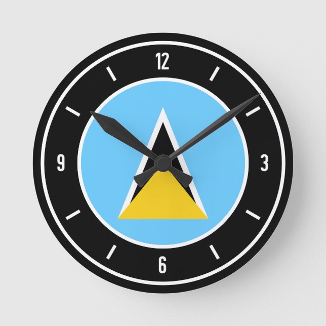 Saint Lucia Flag Elegant Round Clock (Front)