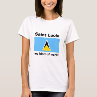 Saint Lucia Flag + Map + Text T-Shirt
