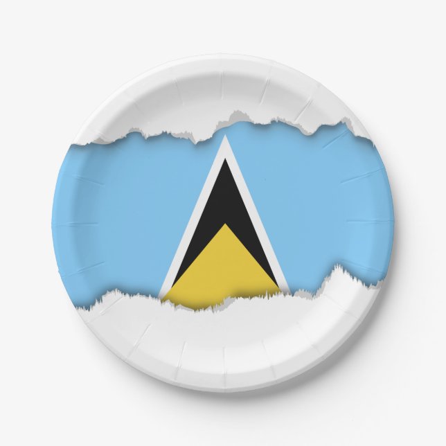 Saint Lucia Flag Paper Plate (Front)