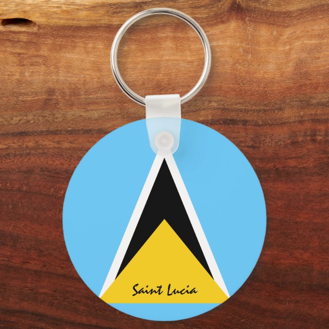 Saint Lucia Flag & Saint Lucia patriots / sports Keychain (Front)
