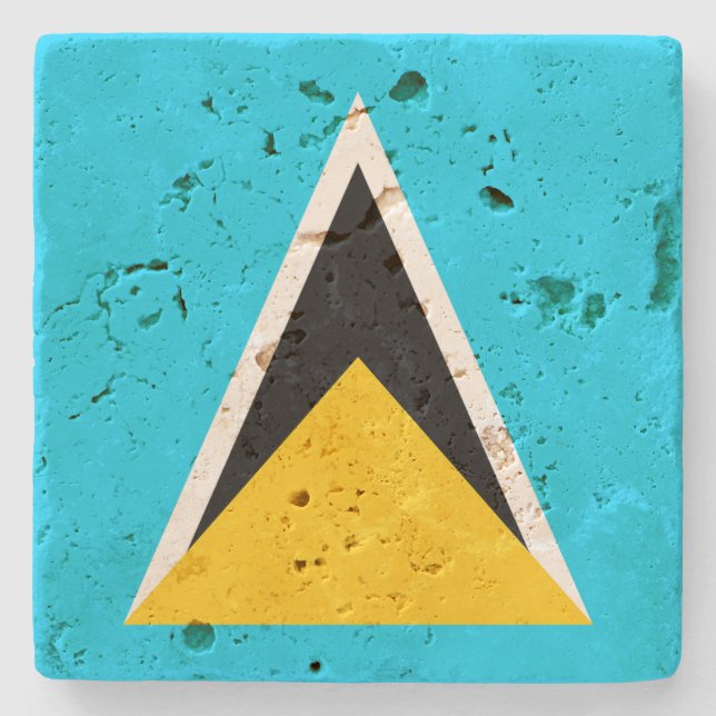 Saint Lucia Flag Stone Coaster (Front)