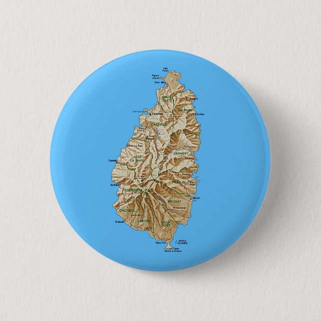 Saint Lucia Map Button (Front)