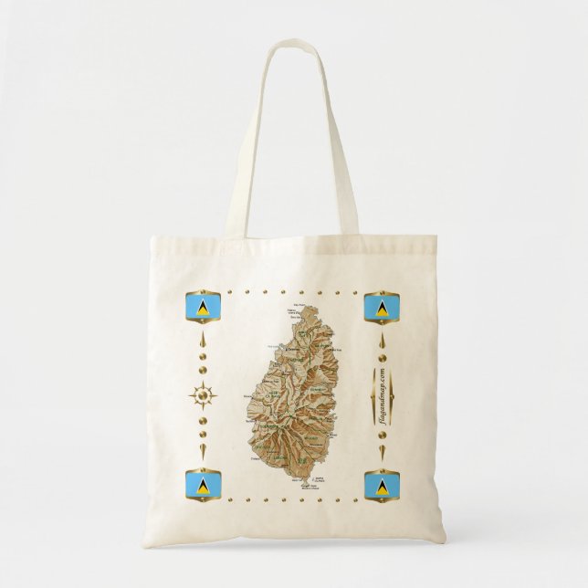 Saint Lucia Map + Flags Bag (Front)