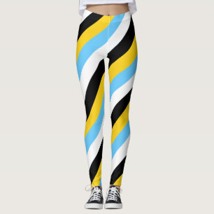 Saint Lucia National Flag Colours Diagonal Striped Leggings