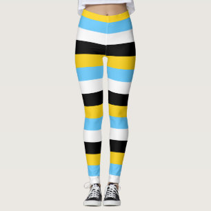 Saint Lucia National Flag Colours Horizontal Strip Leggings
