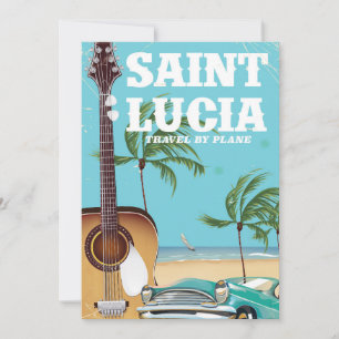 Saint Lucia retro Holiday poster art Card