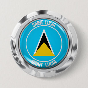 Saint Lucia Round Emblem 3 Inch Round Button