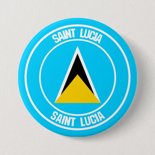 Saint Lucia Round Emblem 3 Inch Round Button (Front)