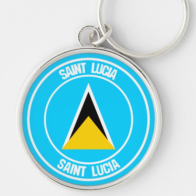 Saint Lucia Round Emblem Keychain (Front)