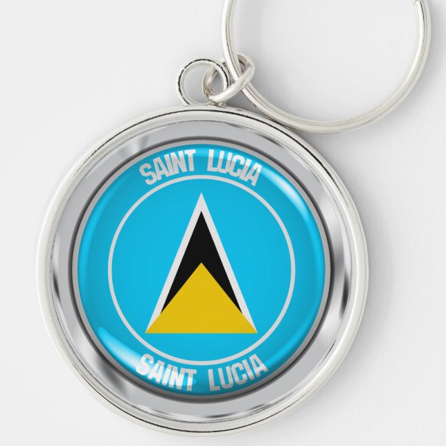Saint Lucia Round Emblem Keychain (Front)