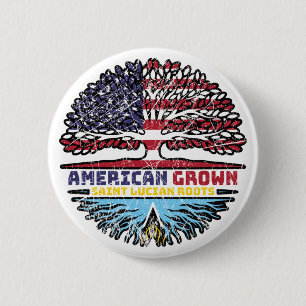 Saint Lucia Saint Lucian American USA Tree Roots 2 Inch Round Button