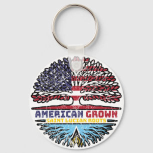 Saint Lucia Saint Lucian American USA Tree Roots Keychain