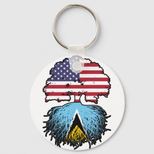 Saint Lucia Saint Lucian American USA Tree Roots Keychain