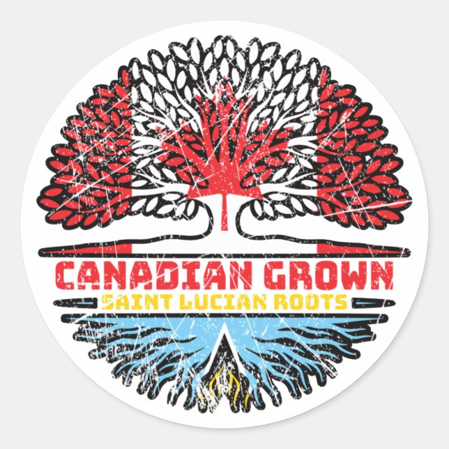 Saint Lucia Saint Lucian Canadian Canada Tree Classic Round Sticker (Front)