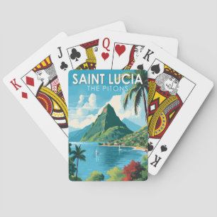 Saint Lucia The Pitons Travel Art Vintage Playing Cards