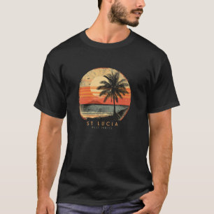 Saint Lucia Vintage Surfer Caribbean Palm Trees St T-Shirt