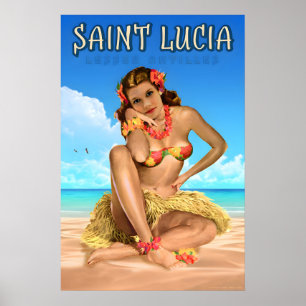 Saint Lucia West Indies Travel Poster Sea Eagle