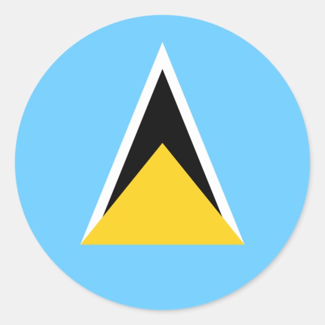 Saint Lucian Flag, Flag of Saint Lucia Classic Round Sticker (Front)