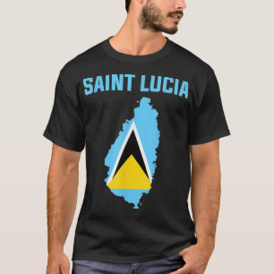 Saint Lucian Flag inside Map of Saint Lucia tee 