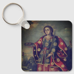 Saint Lucy in the style of Cusco School Keychain