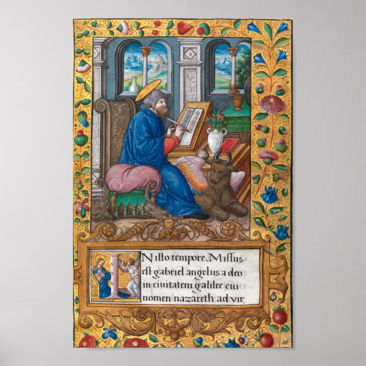 Saint Luke The Evangelist Medieval Manuscript Poster Zazzle