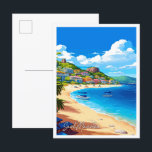 Saint Maarten vintage travel illustration Postcard<br><div class="desc">Saint Maarten vintage travel place illustration</div>