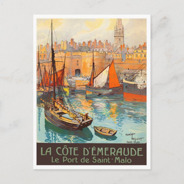 Saint Malo France vintage travel Postcard (Front)