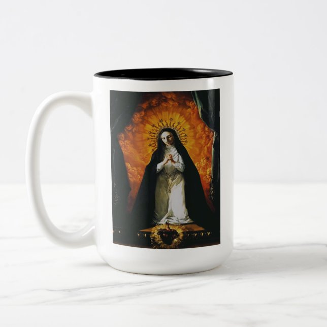 Saint Margaret Mary Alacoque Two-Tone Coffee Mug (Left)