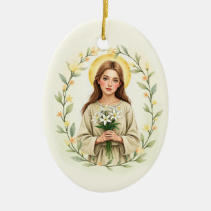 Saint Maria Goretti God's Peace and Blessings Ceramic Ornament