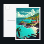 Saint Martin Caribbean Travel Vintage Illustration Postcard<br><div class="desc">Saint Martin Caribbean Travel Vintage Illustration</div>