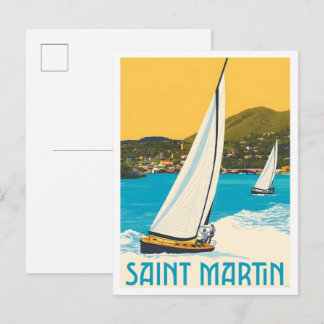 Saint Martin Caribbean Vintage Travel  Postcard