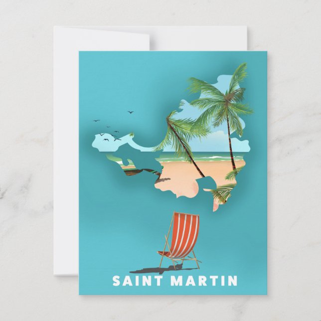 Saint Martin Illustrated map. (Front)