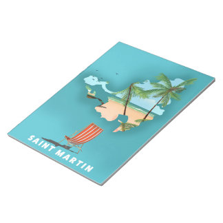 Saint Martin Illustrated map. Notepad