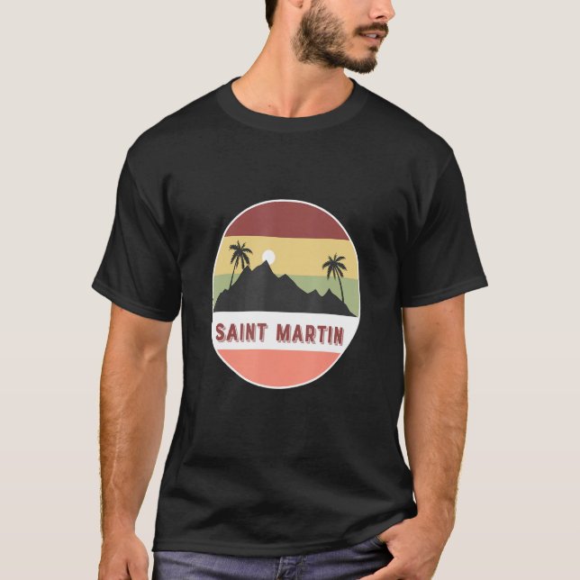 Saint Martin Mountain And Palms T-Shirt (Front)