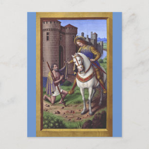 Saint Martin of Tours cutting his cloak in two Postcard