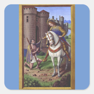 Saint Martin of Tours cutting his cloak in two Square Sticker