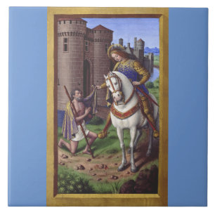 Saint Martin of Tours cutting his cloak in two Tile