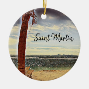 Saint Martin ST. Maarten Watercolor Art Ceramic Ornament