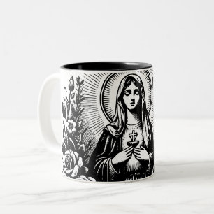 Saint Mary Catholic Christian Catholic Meditation Two-Tone Coffee Mug