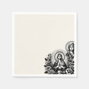 Saint Mary Catholic Christian Catholic Soft Ivory  Napkin