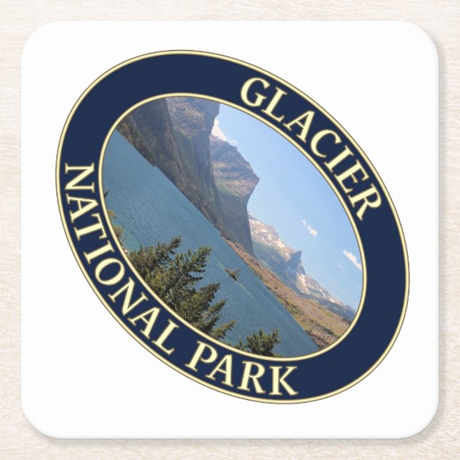 Saint Mary Lake at Glacier National Park Square Paper Coaster (Front)