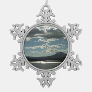 Saint Mary Lake I at Glacier National Park Snowflake Pewter Christmas Ornament