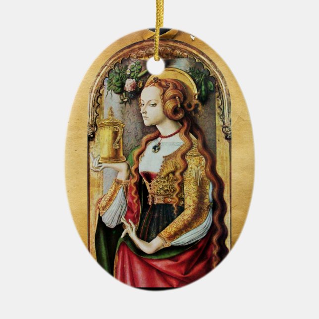 SAINT MARY MAGDALENE , Parchment Ceramic Ornament (Front)