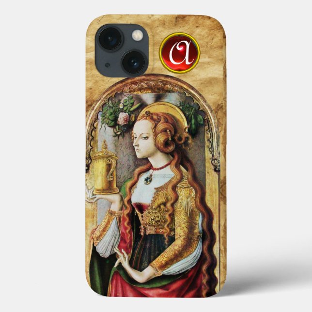 SAINT MARY MAGDALENE Parchment Ruby Gem Monogram Case-Mate iPhone Case (Back)