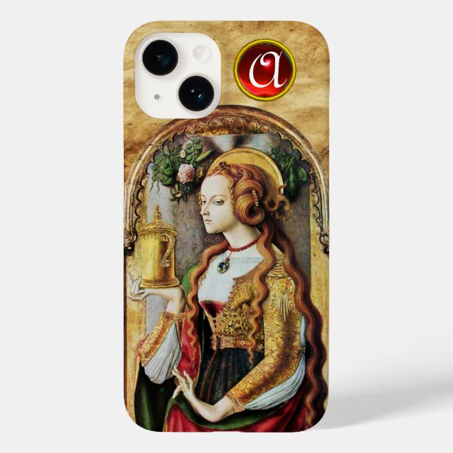 SAINT MARY MAGDALENE Parchment Ruby Gem Monogram Case-Mate iPhone Case (Back)