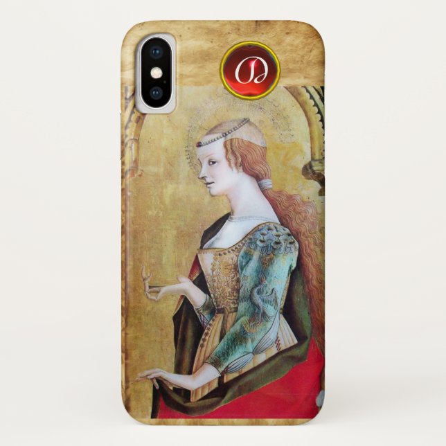 SAINT MARY MAGDALENE Parchment Ruby Gem Monogram Case-Mate iPhone Case (Back)