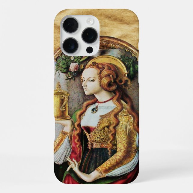 SAINT MARY MAGDALENE Parchment Ruby Gem Monogram iPhone Case (Back)