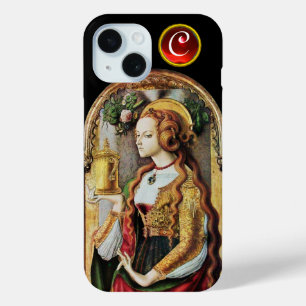 SAINT MARY MAGDALENE Ruby Gem Monogram ,Black iPhone 15 Case
