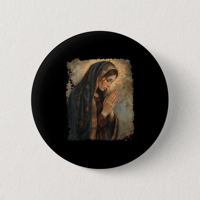 Saint Mary Praying Mother Of Jesus  2 Inch Round Button (Front)